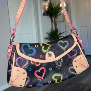 Y2K inspired OXOXO multi-coloured heart bag